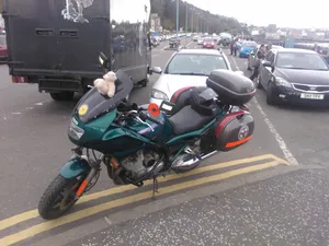 Baxterbear Rides Off on Poppy Bike
