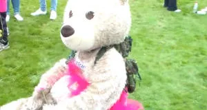 Baxterbear Rides Off on Poppy Bike
